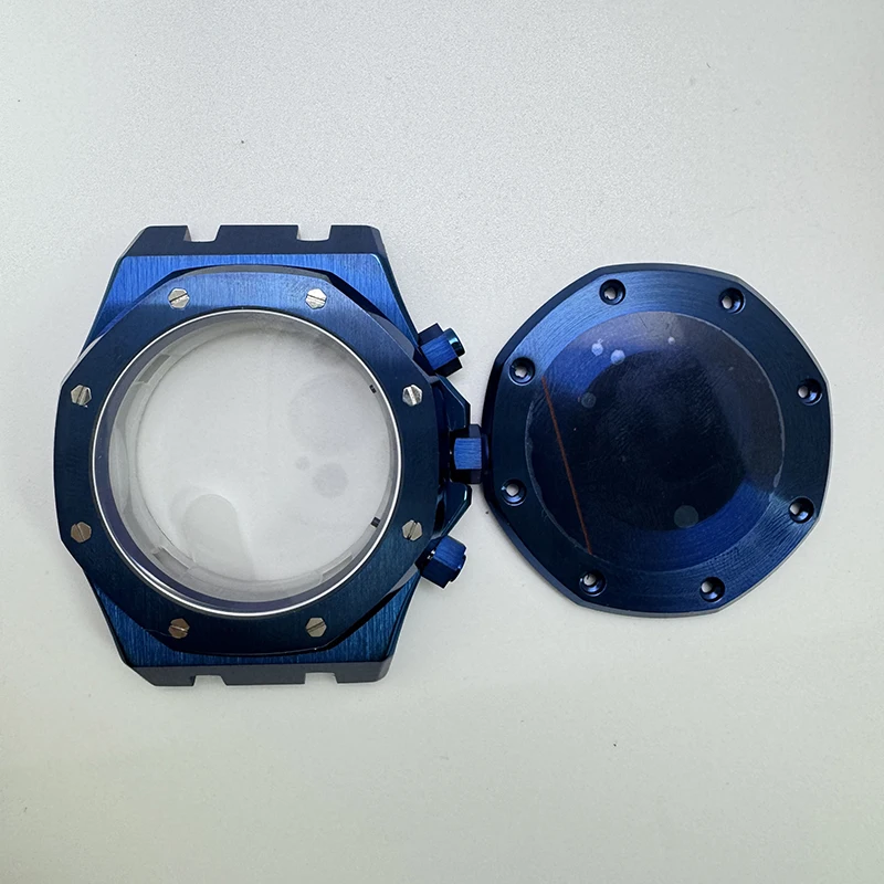 VK63 Gehäuse 41 mm hochwertiges 316L Edelstahl PVD blaues Saphirglas Uhrengehäuse passend für VK63 Quarzwerk Uhrenzubehör – Detail 2