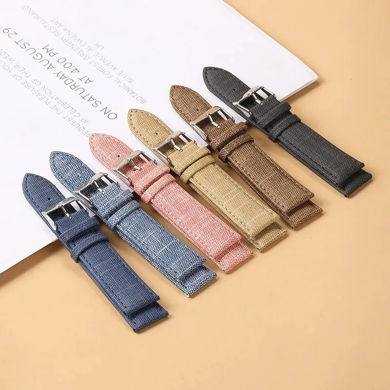 Vintage-Style Denim Nylon Canvas Watch Strap - Soft, Sporty & Universal Wristband Bracelet