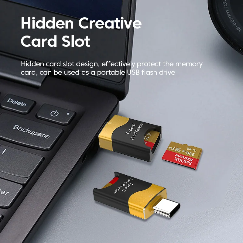 Card Reader SD Card Reader Mini Type C for Samsung Xiaomi Cell Phone PC Laptop