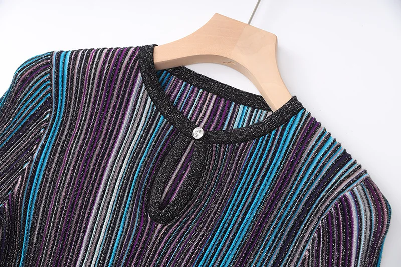 Knitted 2 Piece Set Female Long Sleeve Button Design Multicolour Splicing Pullover Bodycon Skirt Autumn Gentle Chic Suits Sea8ab31638cc4fe4b89a31d20af9069c0