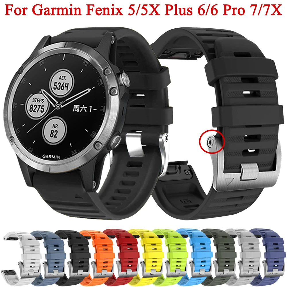 

QuickFit 22 26mm Official Band For Garmin Fenix 5 5X Plus 6 6X Pro 7 7X 3 HR Watch Strap Epix Gen 2 Silicone Watchbands Bracelet