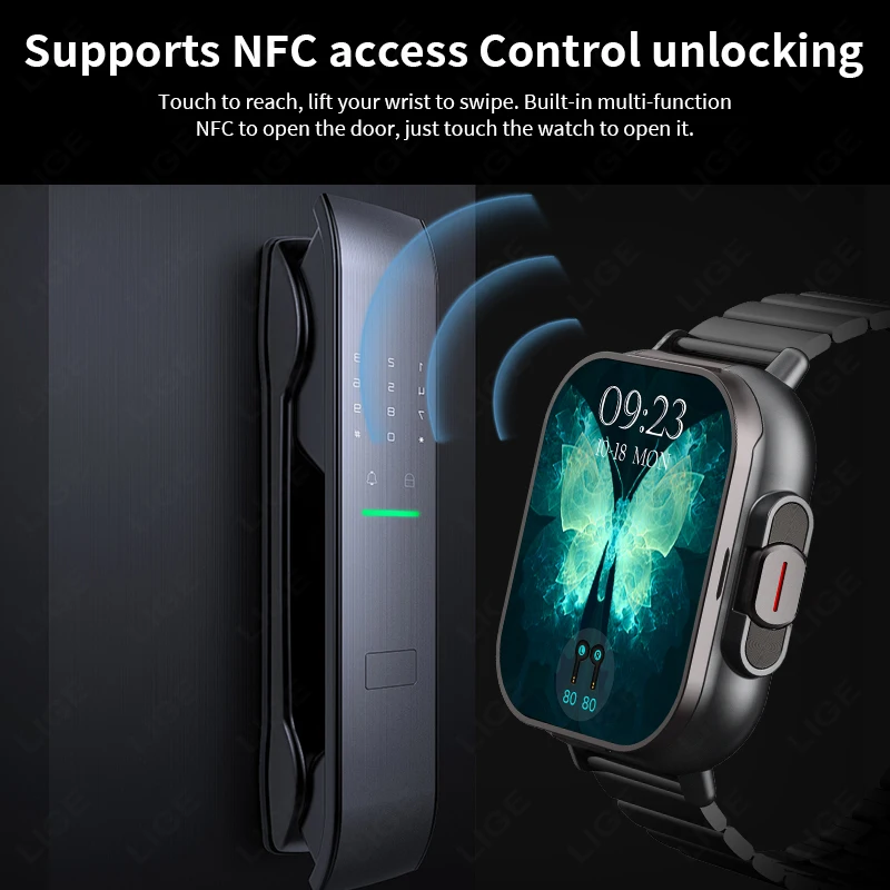 LIGE 2025 New TWS 2-In-1 With Headset Smart Watch Bluetooth Call Men Watch NFC Smartwatch Heart Rate Monitor Play Music Watches