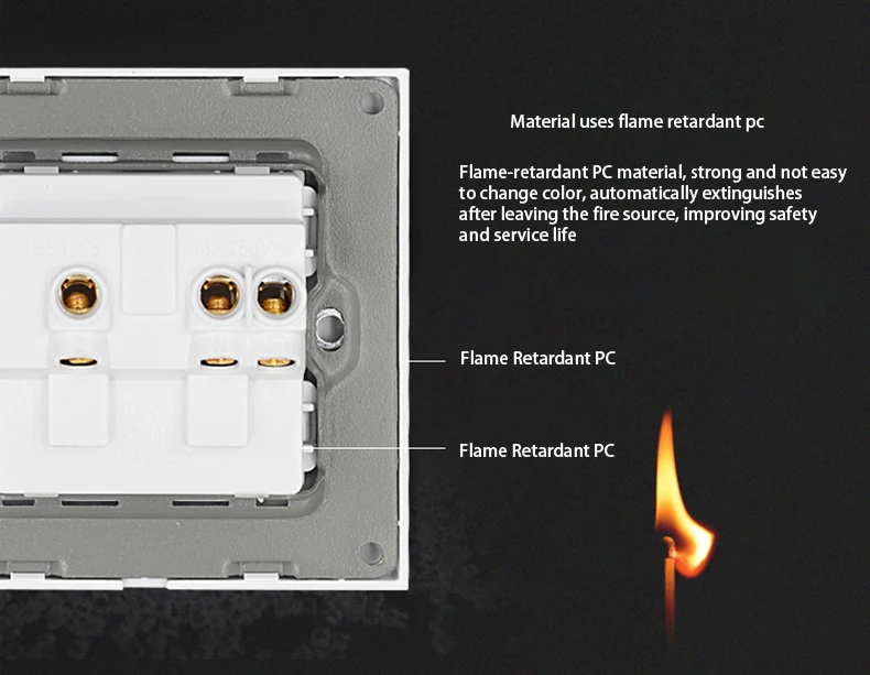 Description Picture 3 of itemAvoir Wall Power Electric Socket FR French Standard With Double Usb 2A White Black Gold Gray Plastic Panel Electric Outlets 220V