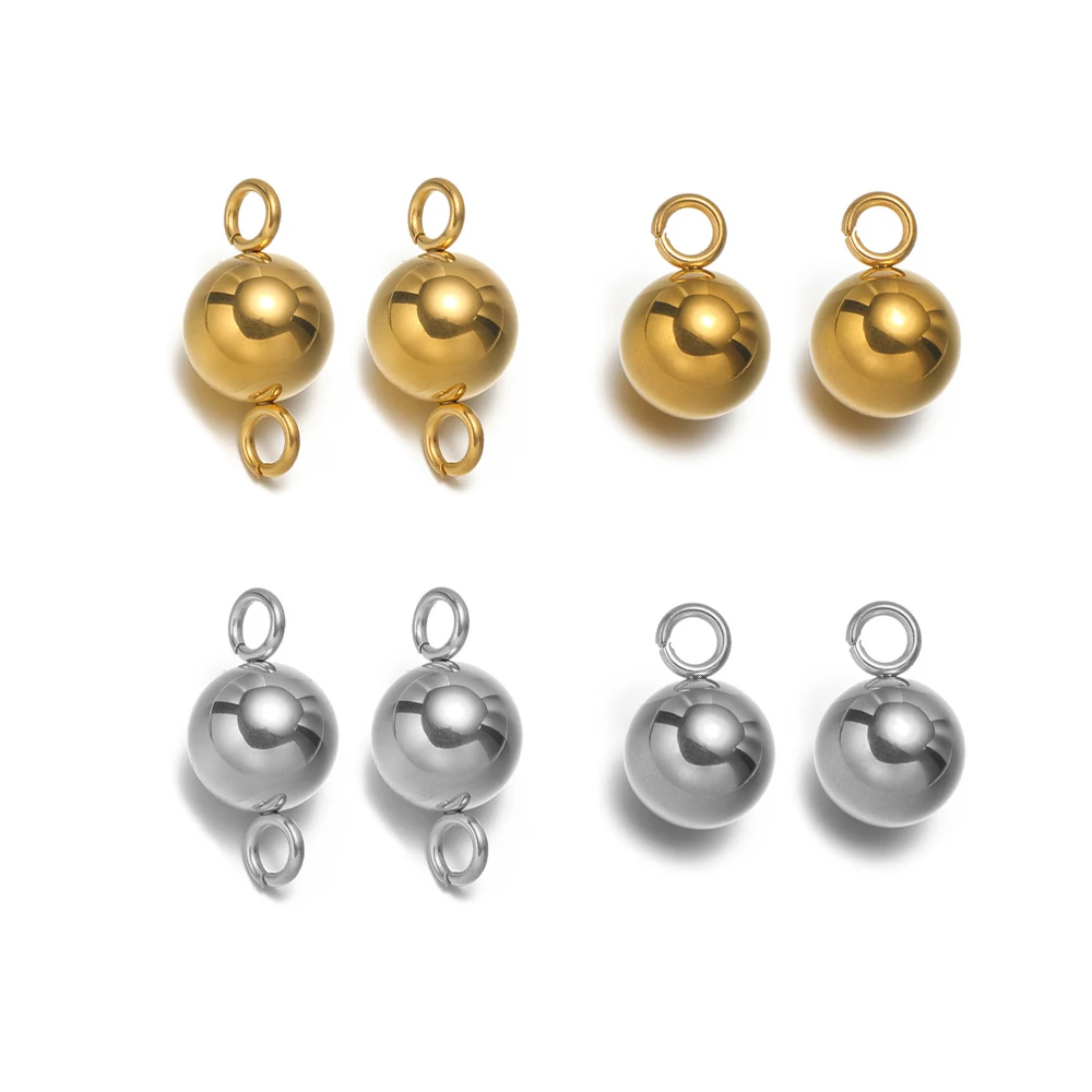 20 Stück vergoldeter Edelstahl Solid Ball Charms Verbinder DIY Frauen Schmuckherstellung Halskette Ohrringe Anhänger Erkenntnisse Bulk – Detail 1