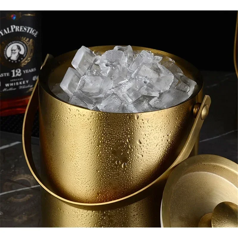 304 2L/3L Stainless Ice Steel Bucket Portable Wall Double Insulated with Hotel Lid wine Champagne whiskey Beverage beer tools