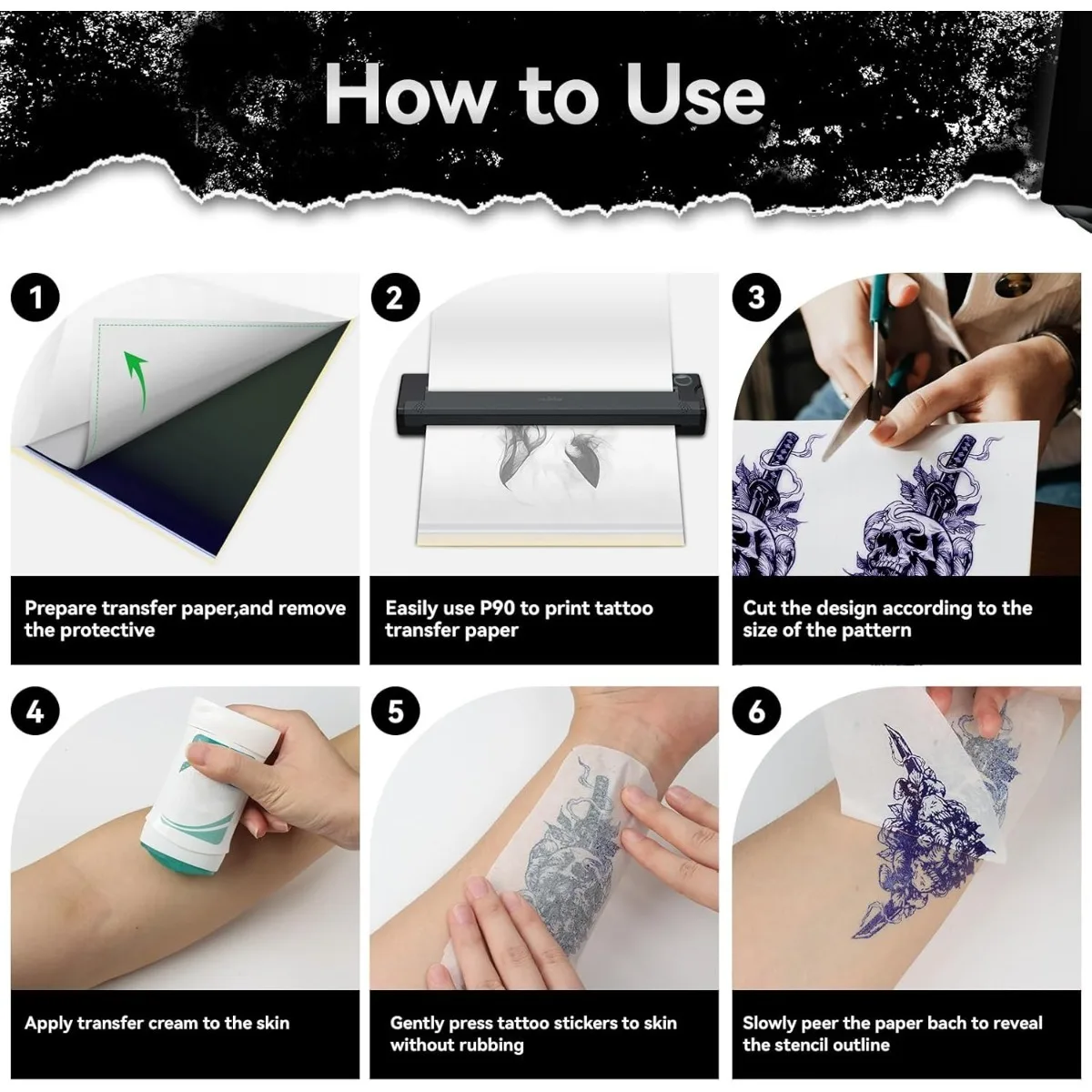 열전사 프린터용으로 특별히 설계된 A4 타투 전사지, 템플릿 복사 및 타투 제작..