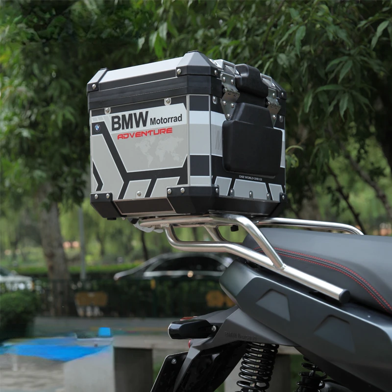 여행용 대용량 오토바이 트렁크 박스, 범용 오토바이 테일박스, 스틸 브래킷 포함 탑 케이스, BMW C400X 용, 40L, 43L