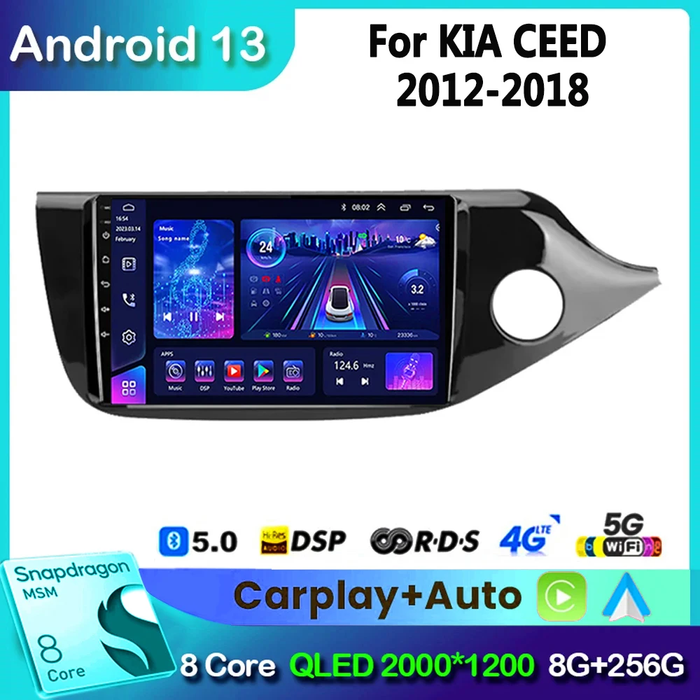 

Мультимедийная магнитола на Android 13, видеоплеер для Kia Ceed Cee 'd 2 JD 2012-2018, GPS-навигация, Carplay аудио, головное устройство 2 Din 4G