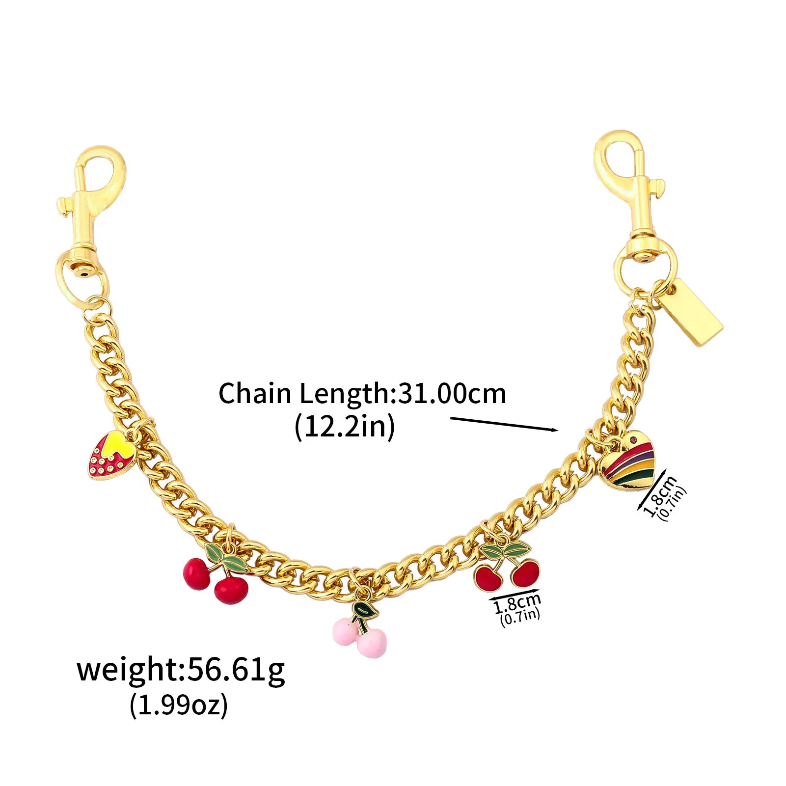 Chaveiro fofo e moderno com estampa de morango, flores, cerejas e biscoitos, perfeito para mulheres que desejam um acessório elegante para bolsas e presentes._voghion.com
