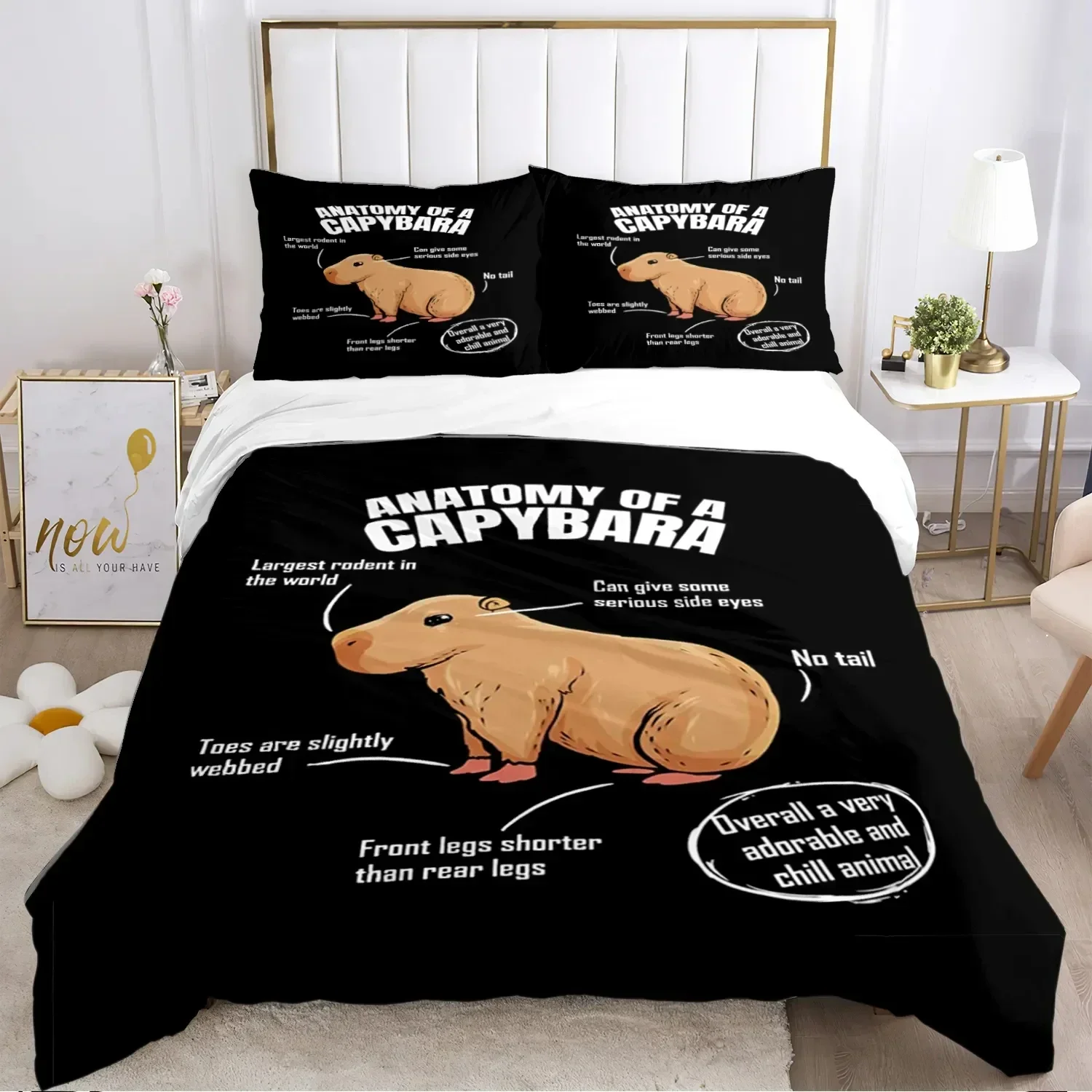 Lustiger Capybara Anime Bettbezug Kawaii Tiere Bettwäsche Set Weicher Bettbezug in voller Größe für Jungen Teenager Schlafzimmerdekoration – Detail 6