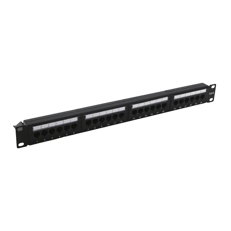 24 Ports UTP Cat 5e/6 Patch Panel Networking RJ45 Ports Fluke Passed 19 inch Rack Mounted without Rear Management Arm