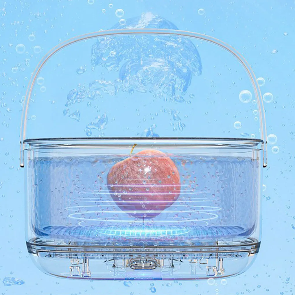 Ultrasonic Fruit Vegetable Washing Machine Household Wireless Vegetable Purifier Kitchen Fruit Dirt Cleaning Purifier Basket
