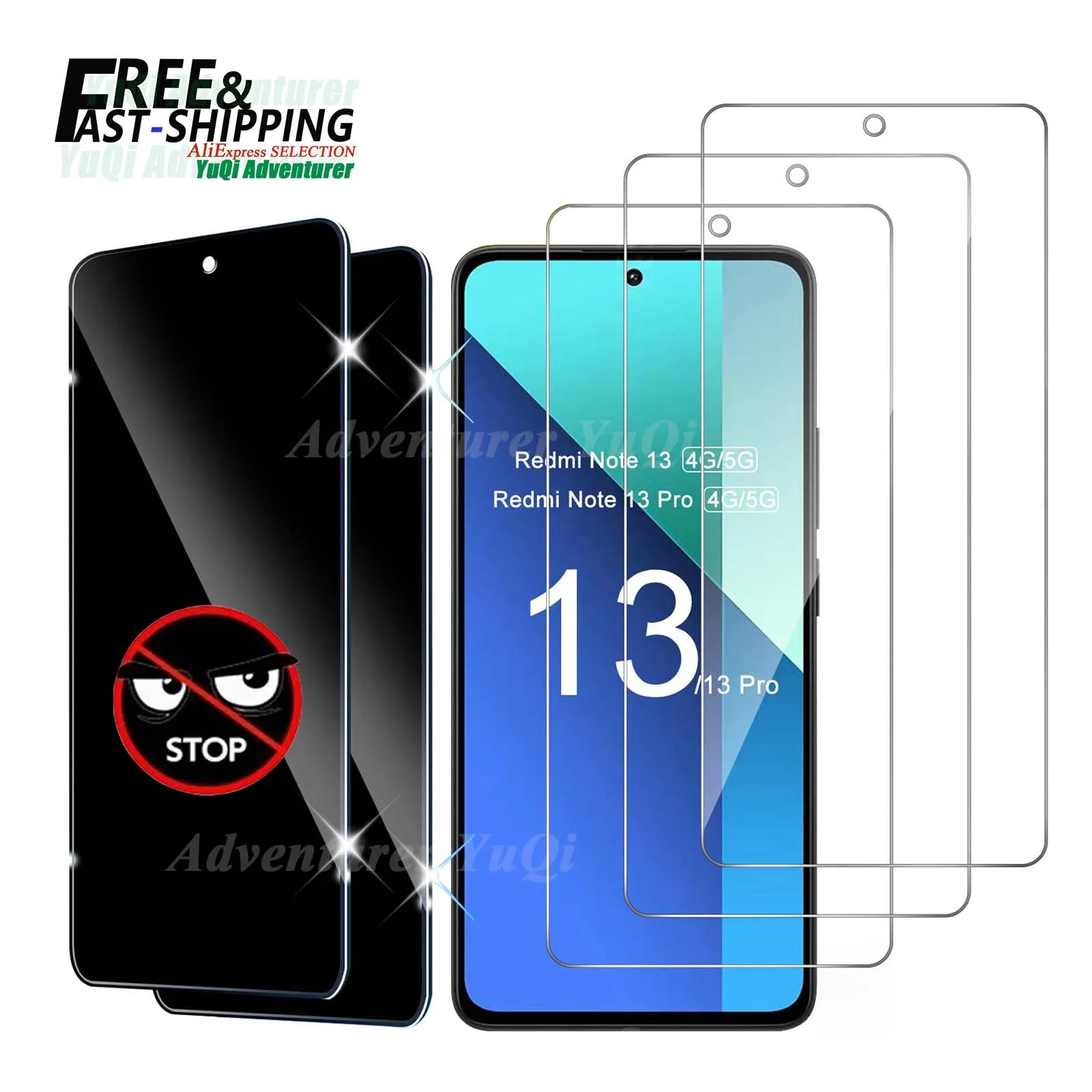

For Redmi Note 13 Pro Screen Protector 4G 5G Tempered Glass HD Crystal Clear Anti Spy Peep Privacy 9H SELECTION Free Ship