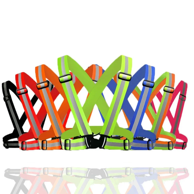 Adjustable Safety Reflective Visibility Striped Vest Jacket Elastic Highlight For Night Security Running Riding Cycling Sports reflective safety vest reflective safety jacket