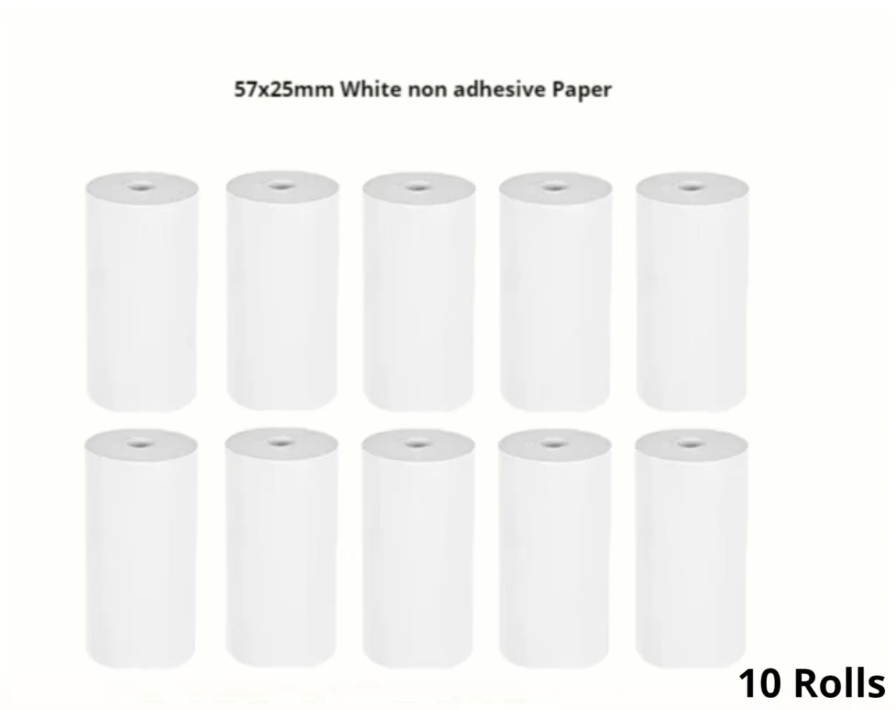 10롤 흰색 BPA 프리 감열지 끈적이지 않는 57x25mm 친환경 어린이 안전 즉석 카메라 사진 공예품 등