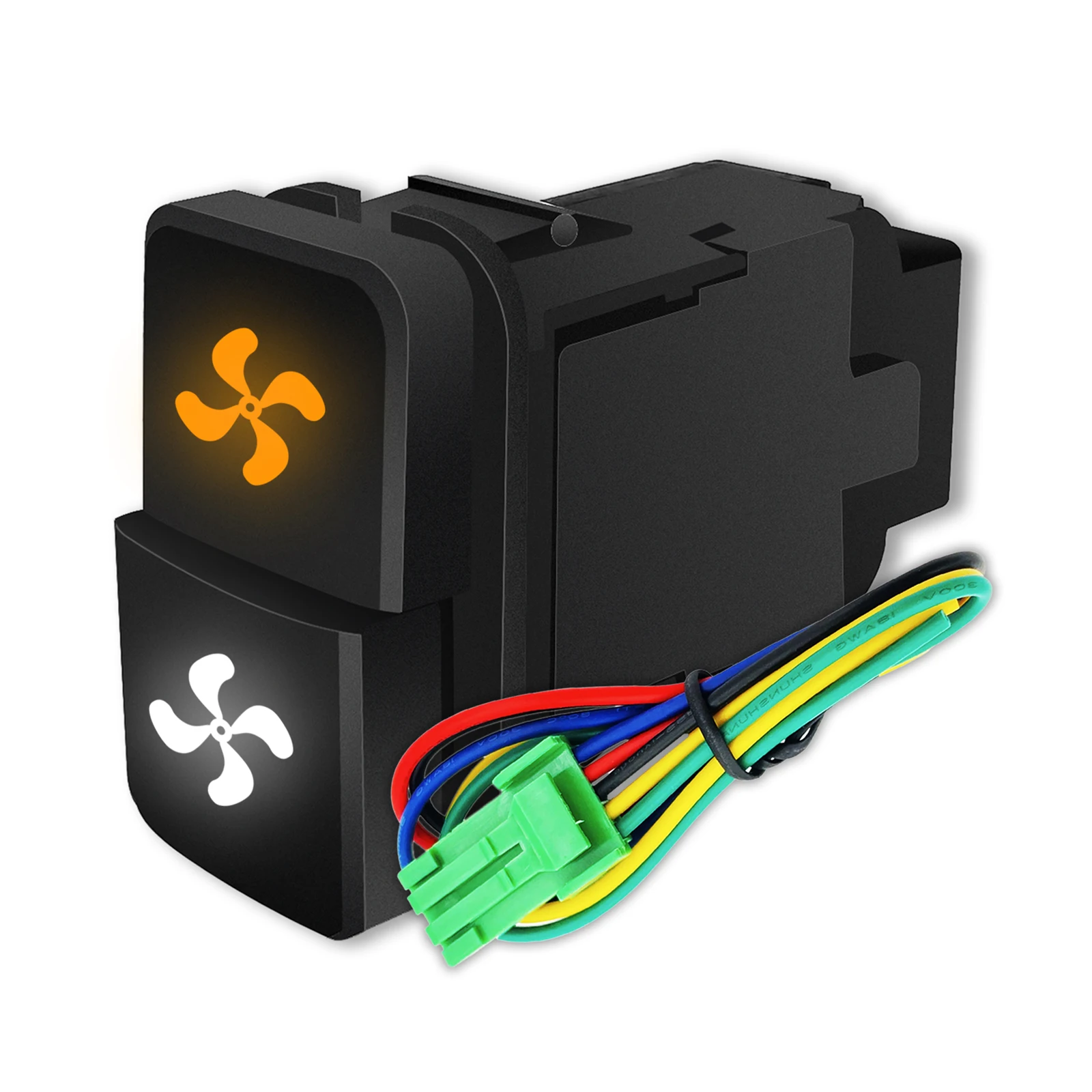12V Orange White Led Fan Compressor Dual Push On Off Button Switch for ...