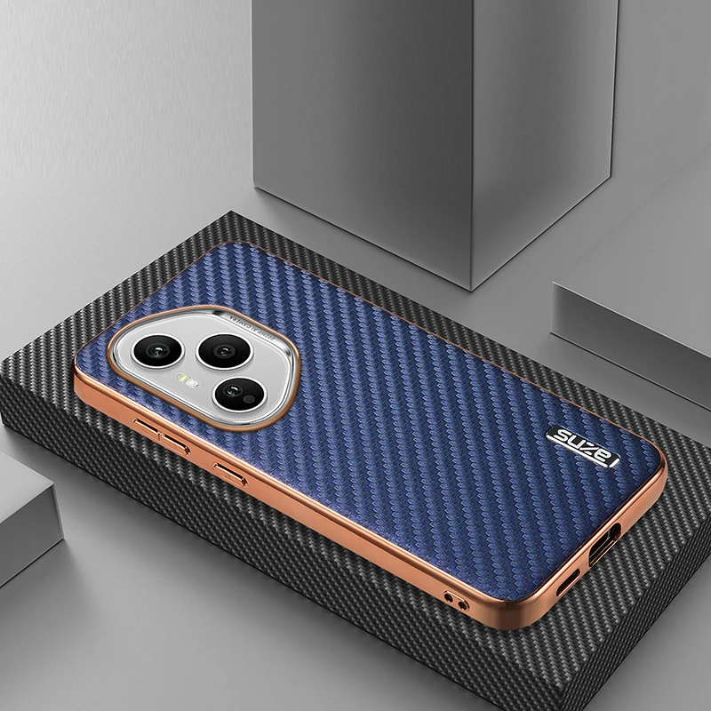 Luxury PU Plating Carbon Fiber Protective Back Cover