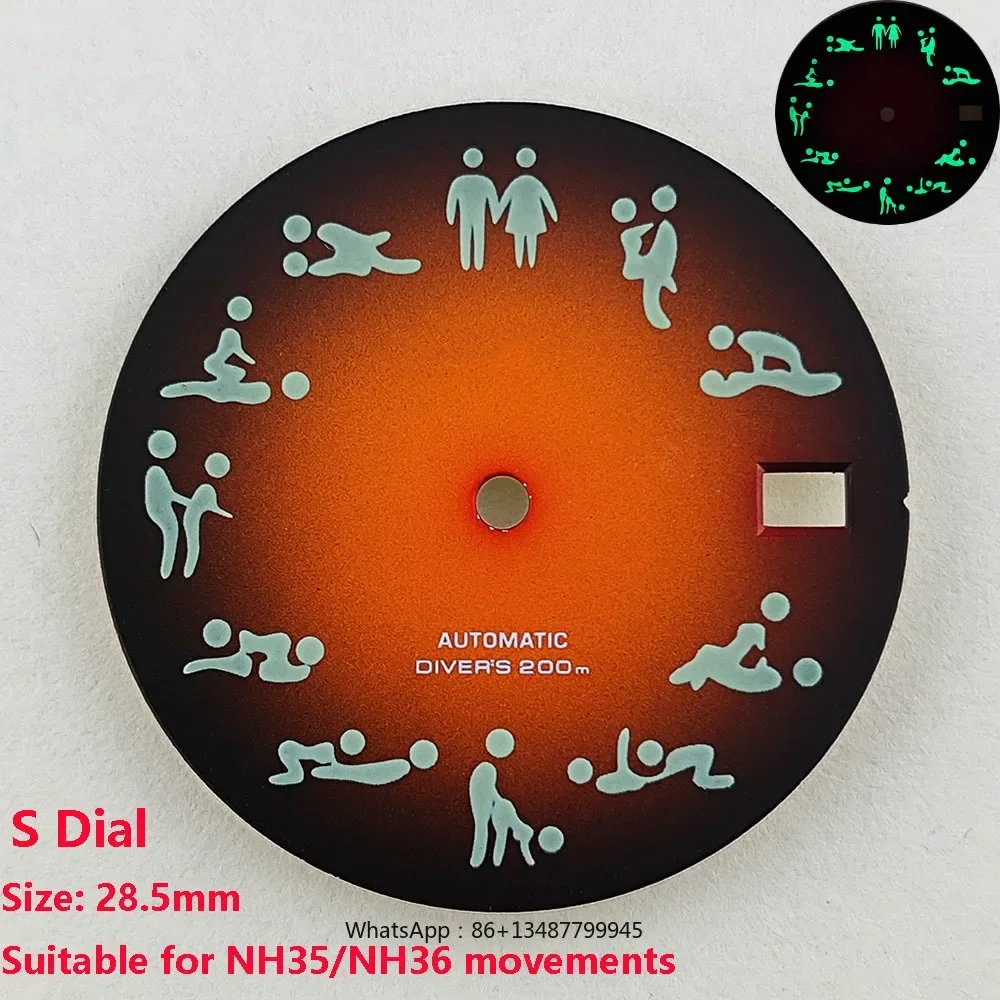 하이 퀄리티 시계 S 다이얼, 녹색 발광 다이얼, NH35 NH36 무브먼트 시계 액세서리, 시계 수리