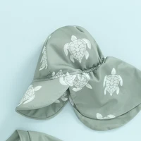 Tregren Toddler Boys Rash Guard Swimsuit Long Sleeve Turtle/Dinosaur Print Infant Bathing Suit Swimwear with Swim Caps Beachwear 6