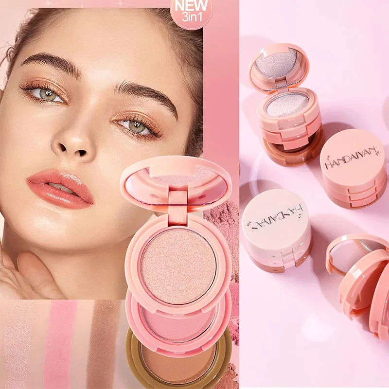 Blendable Trio Contour Highlight Blush Makeup Palette Cream Bronzer Powder Blusher Highlighter