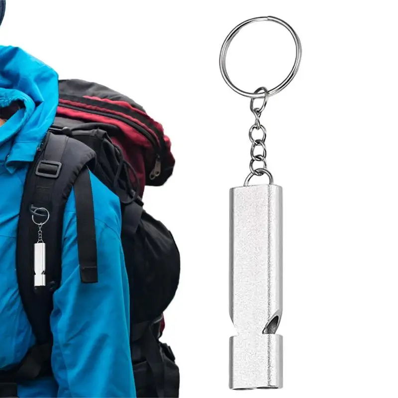5 Sifflets De Survie Haute Décibels - Double Tube En Métal, Avec Porte-clés, Pour Randonnée, Camping, Entraînement Ou Urgences - 11