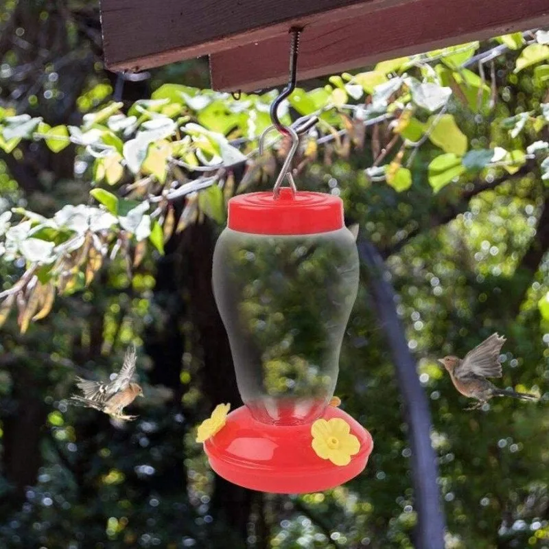 

Plastics Bird Water Feeder Bottle Clear Hanging Hummingbird Feeder for Garden Plastic Flower Iron Hook Pet Supplies
