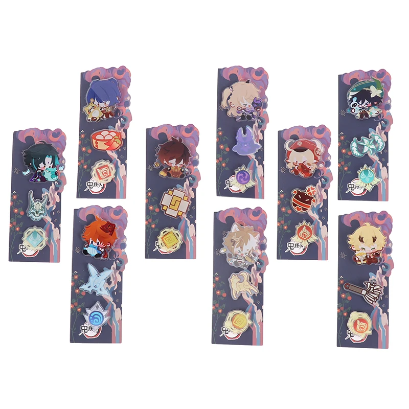 

Genshin Impact Brooch Pin Set Enamel Metal Pin Cherry Morax Xiao Hu Tao Anime Decor Pins For Backpacks Appare Hat Cute Pins Gift