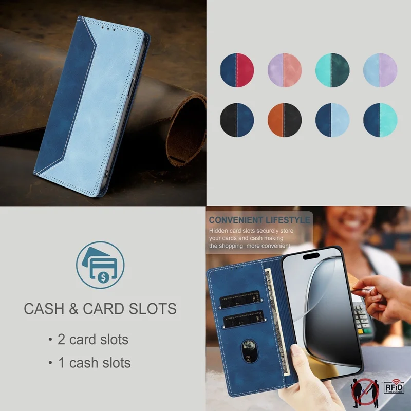 Premium Splicing Denim Magnetic Wallet Phone Case - Honor Series