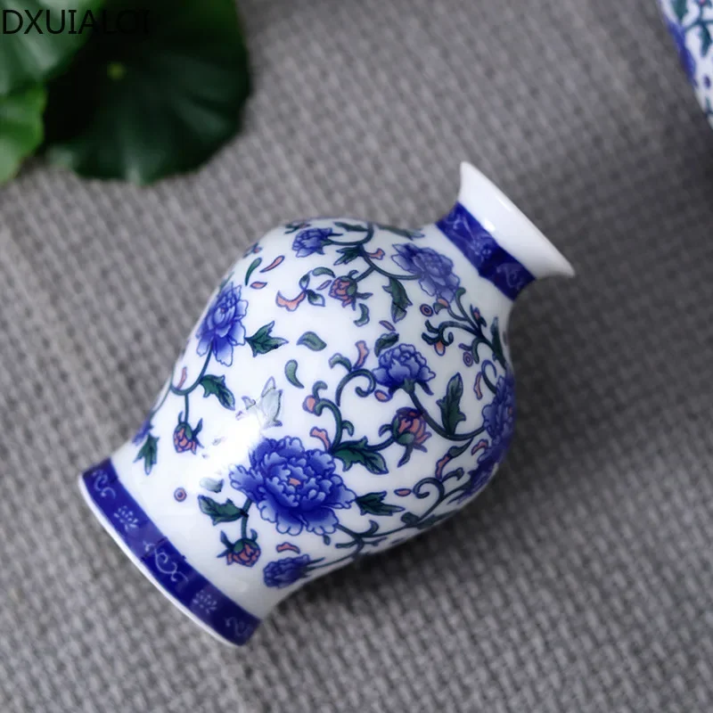 DXUIALOI Chinese antique mini applique small vase ceramic crafts living room desktop hydroponic vase home decoration 3