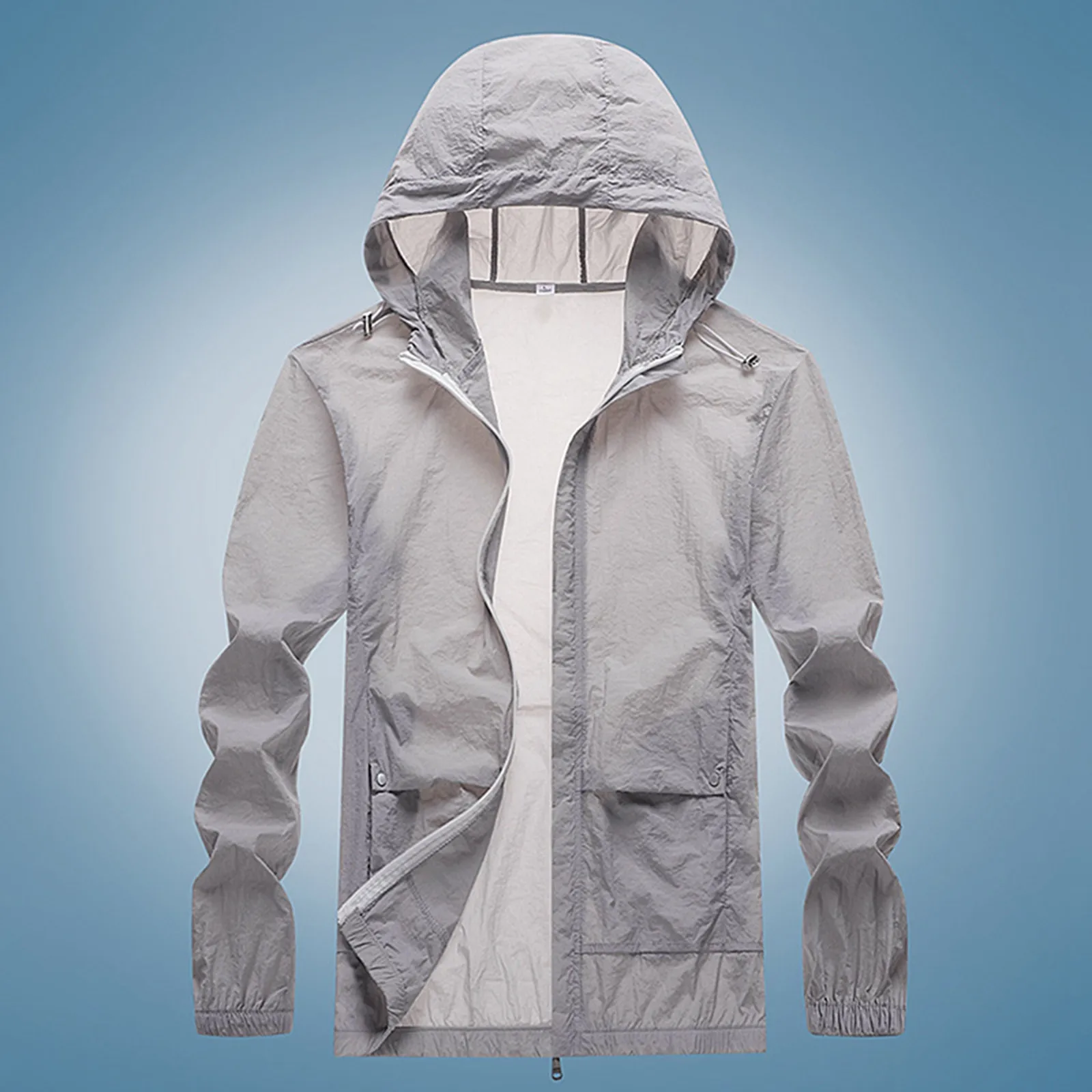 

Men's Summer Sunscreen Thin Jacket Outdoor Waterproof Hiking Coat Casual Camping Fishing Raincoat Unisex Hooded Skin Windbreaker