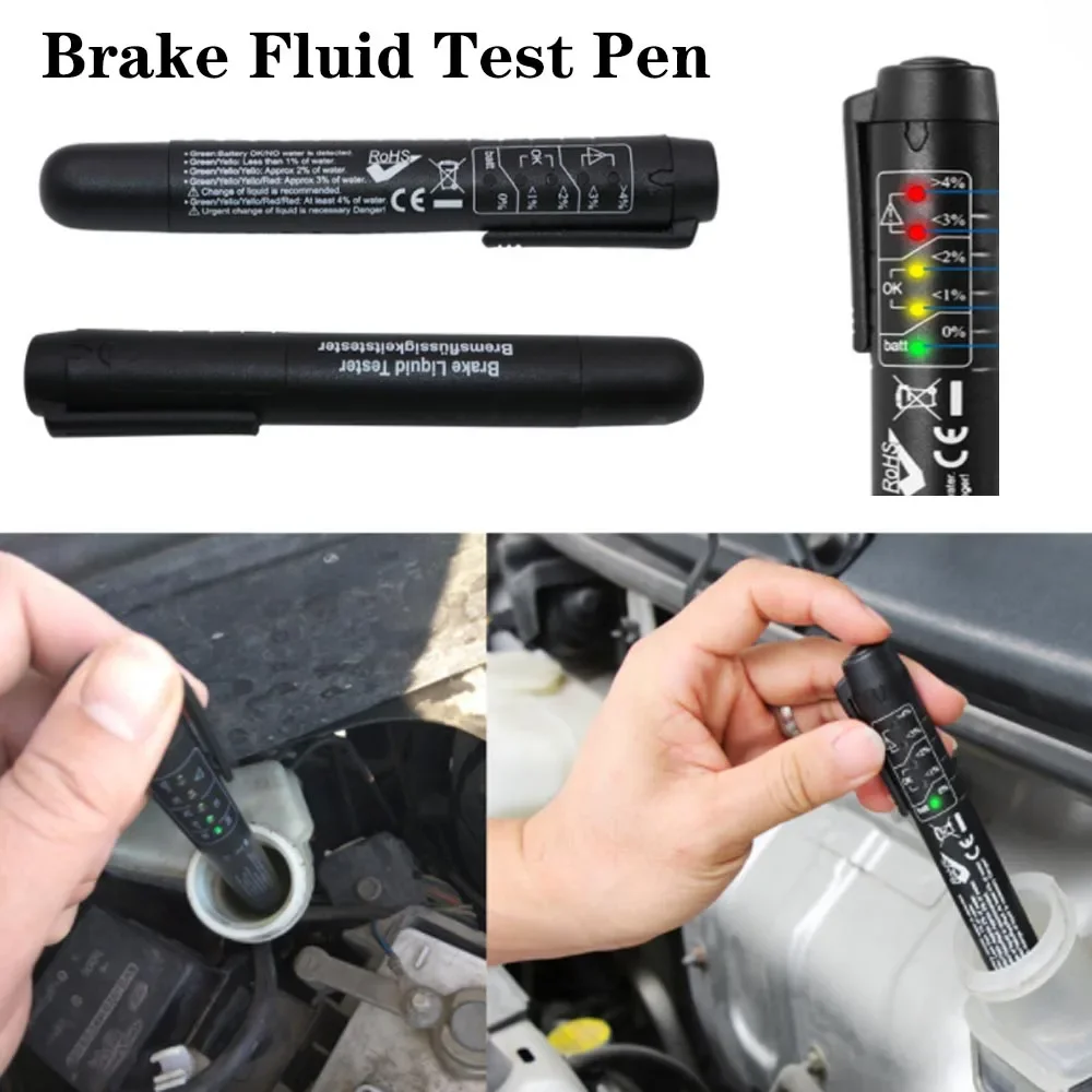 

Digital Auto Liquid Testing Brake Fluid Tester Pen 5 LED Indicator Display for DOT3/DOT4 Electronic Pen Brake Fluid Oil Tester