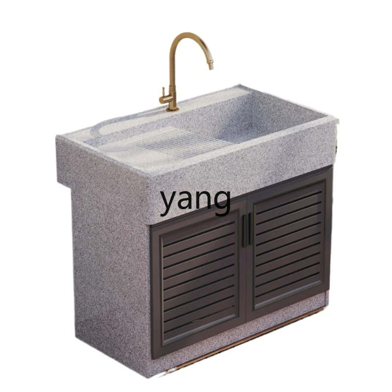

CX Outdoor Marble Laundry Tub Outdoor Stone Laundry Inter-Platform Basin Courtyard Sink with Washboard Integrated