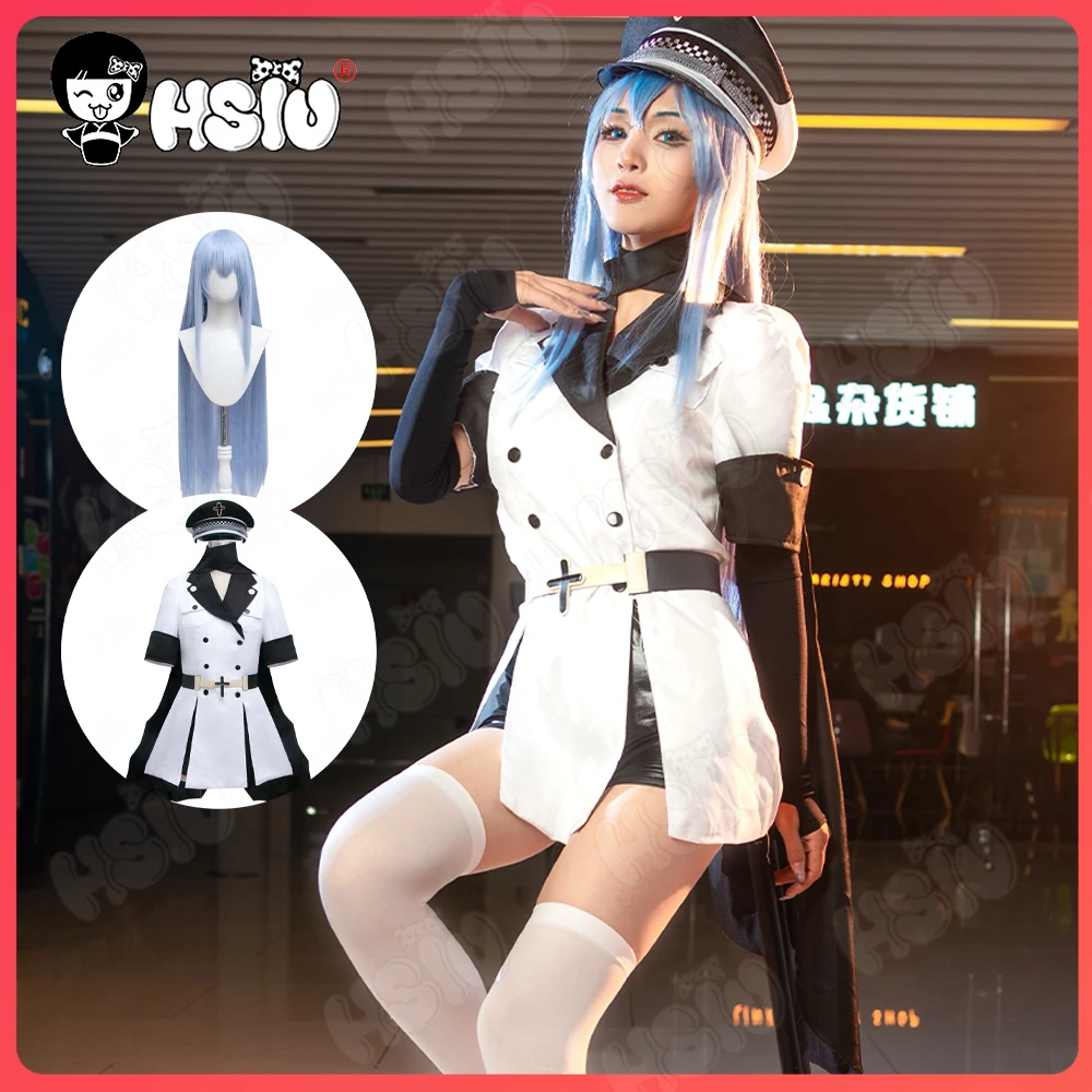 

Esdeath Cosplay Wig Costumes Anime akame ga kill cosplay HSIU Empire white uniform Halloween handsome uniform Costume
