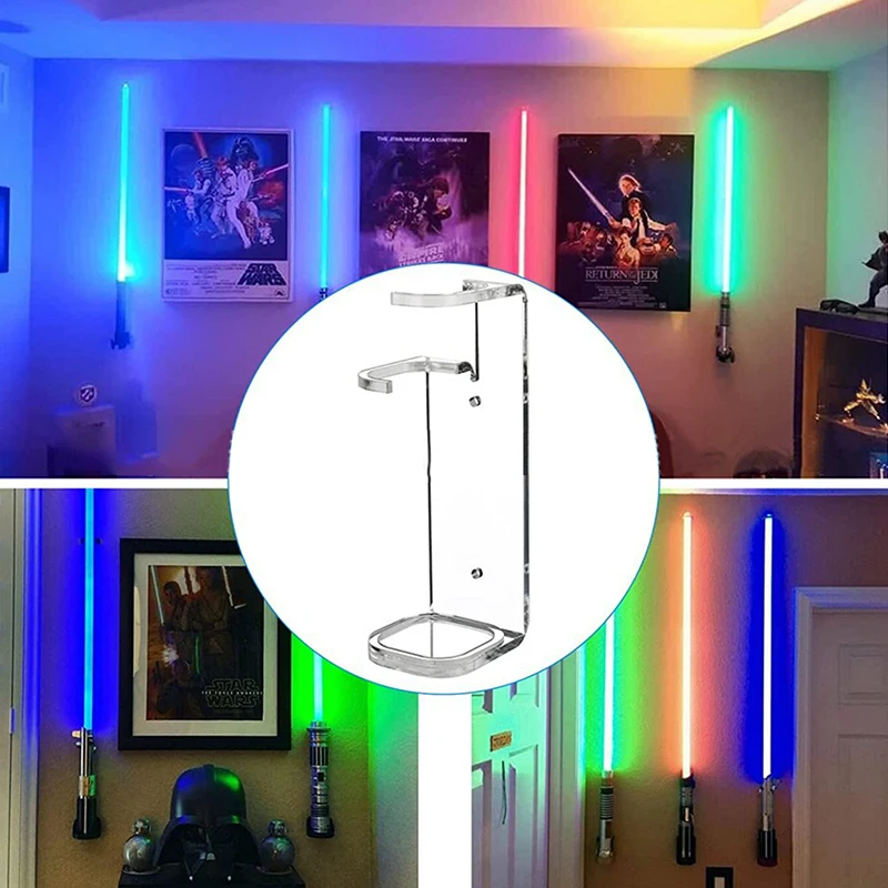 1pc Acrylic Clear Light Saber Stand Simple Sword Organizer For Exhibition Hall Restaurant Wall Mount Storage Rack With Screws 2