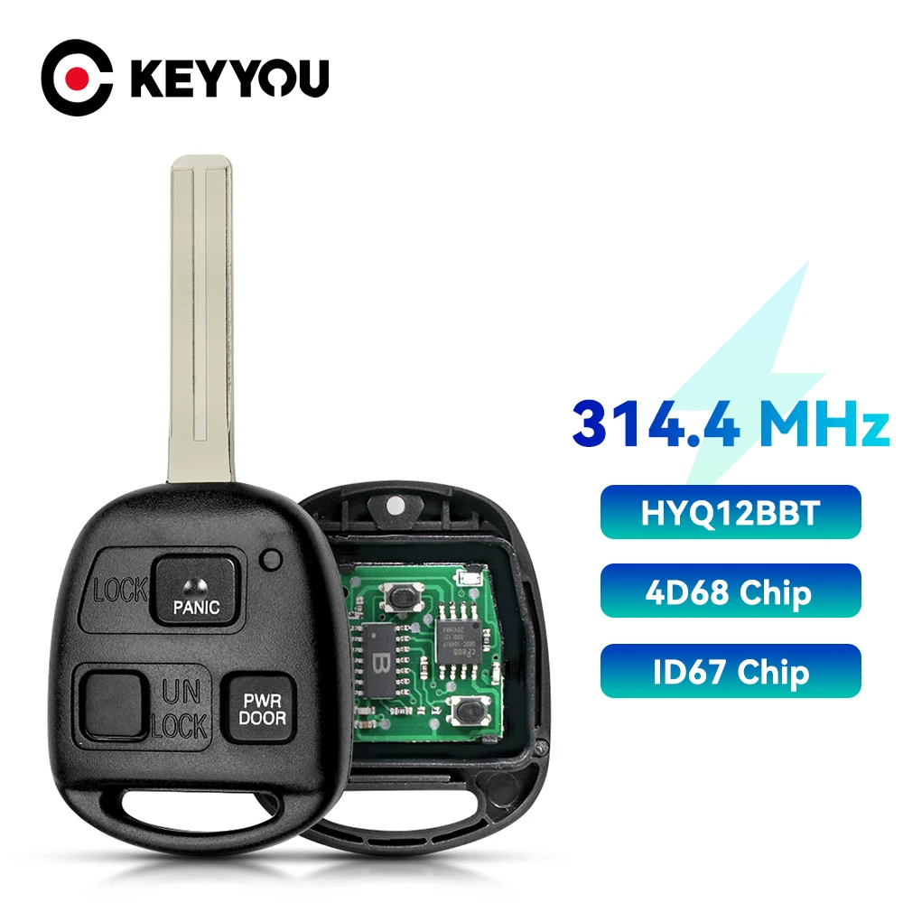 

KEYYOU HYQ12BBT Remote Control Car Key 4D68 Chip 314.4MHZ For Toyota For Lexus RX330 RX350 RX400h RX450h 3 Buttons FOB