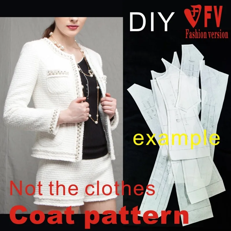 Ladies' long-sleeve short jacket garment cutting structure drawing 1:1 physical pattern BWT-33 sewing template