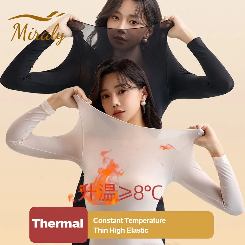 2Pieces Ultra Thin Seamless Thermal Underwear Set Women Winter Warm Tops Long Johns Elastic Constant Temperature Thermo Lingerie,thermal underwear sets