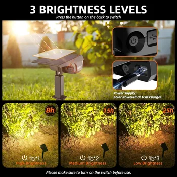 3 Brightness Modes Solar Outdoor Lights with Super Bright 40LEDs, 360 Adjustable Lighting Angle, USB Charging Outdoor Light 4