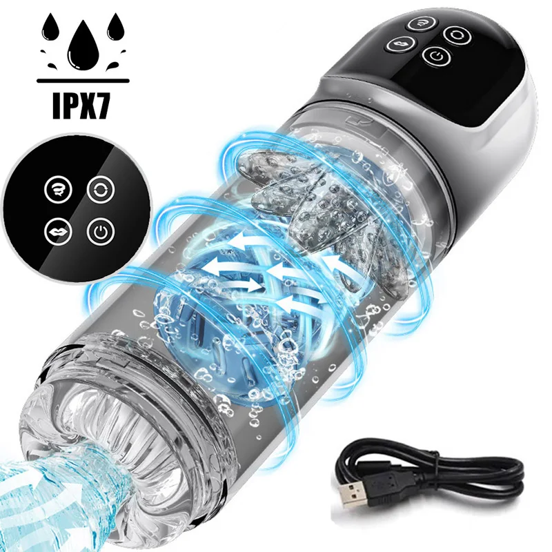 Automatic Male Masturbator Cup 7 Sucking Rotating Licking Modes Pocket Pussy Stroker Blowjob Penis Pump Sex Toys For Men