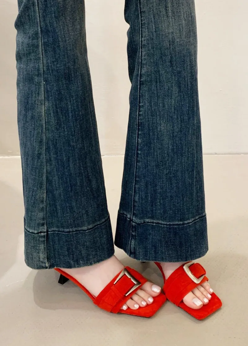 High Quality Satin Square Toe Women Sandals Sexy Open Toe