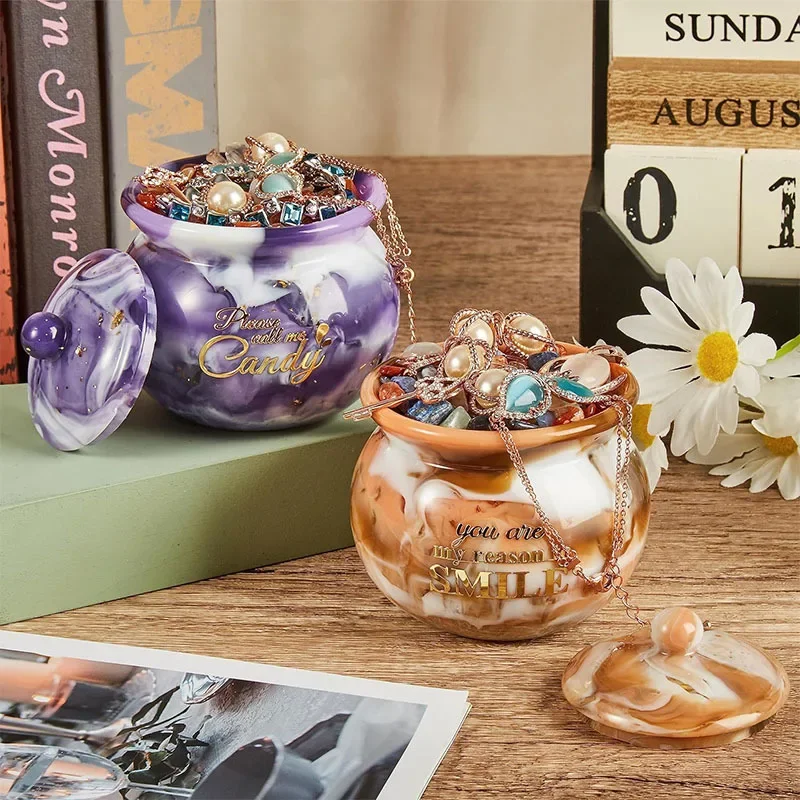 Jar Silicone Molds with Lid Circular Storage Tank Mold DIY Candy Storage Box Jewelry Container Resin Molds Craft Decoration