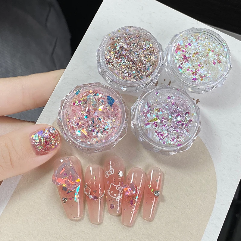 

1Jar Mixed Glitters Foil Flakes Nail Sequins Nail Art Decoration UV Gel Manicure Tips Charms For Women Girls DIY Accessories