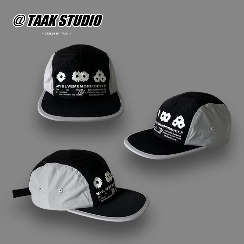 

Quick-Drying Color Matching Five-Piece Peaked Cap Female Spring and Summer Street Letters Baseball Cap Trendy Men