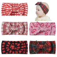1pcs 5colors Amazon's new red plaid baby soft elastic headband fabric baby bow headband Hair Accessories 1