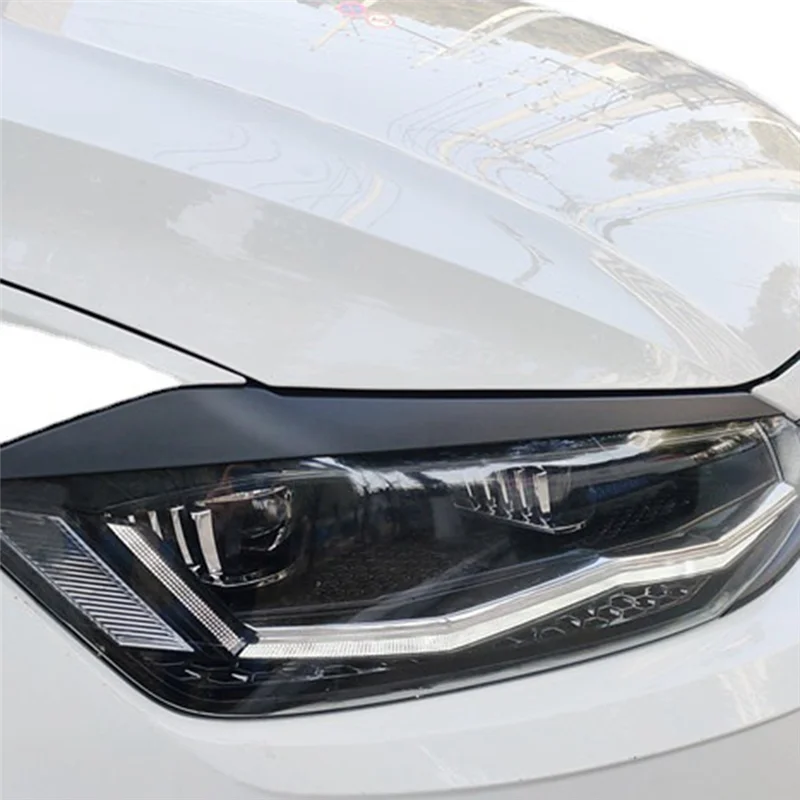 A61E-1Pair Front Headlight Eyelids Eyebrow Trim Sticker for VW Polo-Molding Lamp Eyebrow Strips Lid Cover B