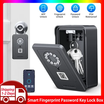 Smart Key Safe Box Fingerprint Storage Lock Key 6 Digital Password Code Waterproof Security Lockbox Works with OKLOK 1