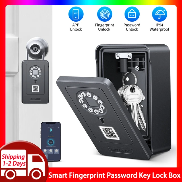 Smart Key Safe Box Fingerprint Storage Lock Key 6 Digital Password Code Waterproof Security Lockbox Works with OKLOK 1
