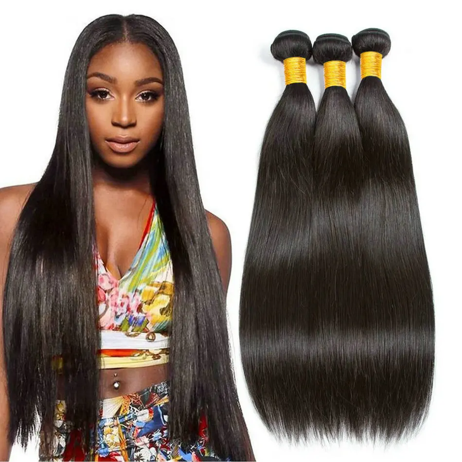 Brazilian Straight Human Hair Bundles 1/3 Pieces 100% Human Hair Weave Extension Remy Straight Bundles Natural Black