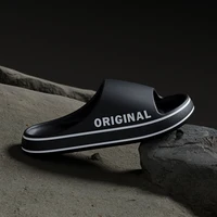 Chaussures antidérapantes à semelle épaisse pour hommes et femmes, sandales d'été pour Couple, pantoufles avec lettres, diapositives de plage, couleur unie 4