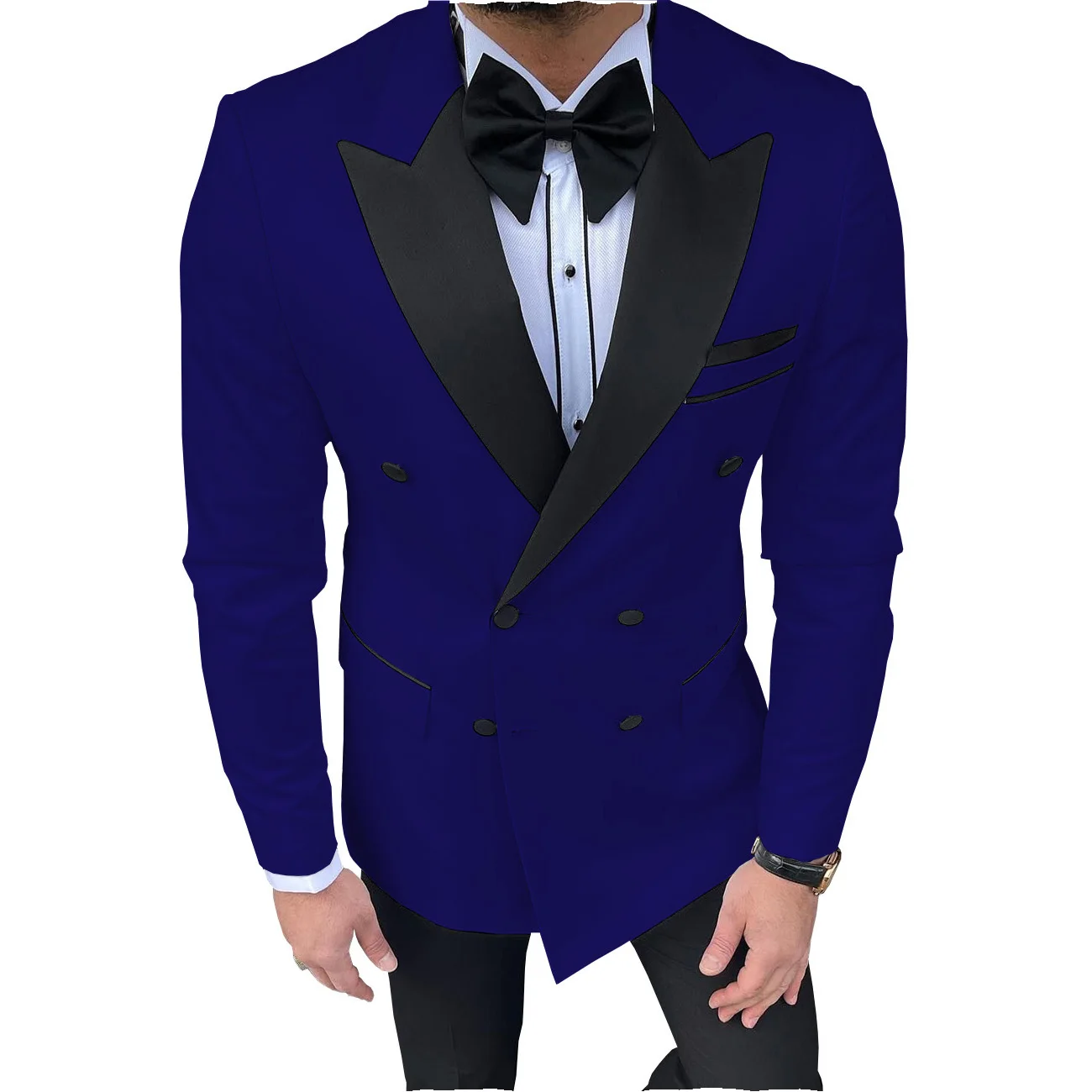 Formal White Men Suits Regular Fit 2 Piece Tuxedos Peak Lapel Double Breasted Blazer+Pants for Prom Business